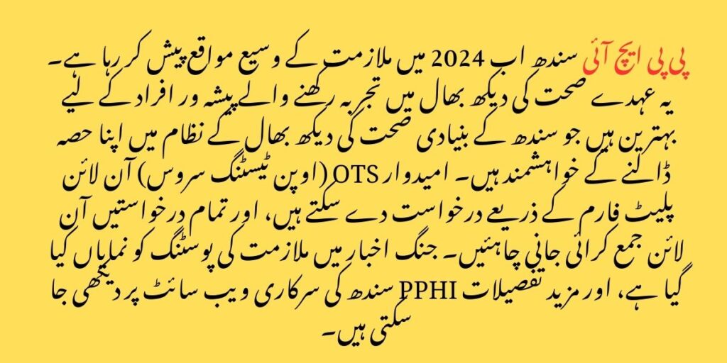 PPHI Sindh Jobs